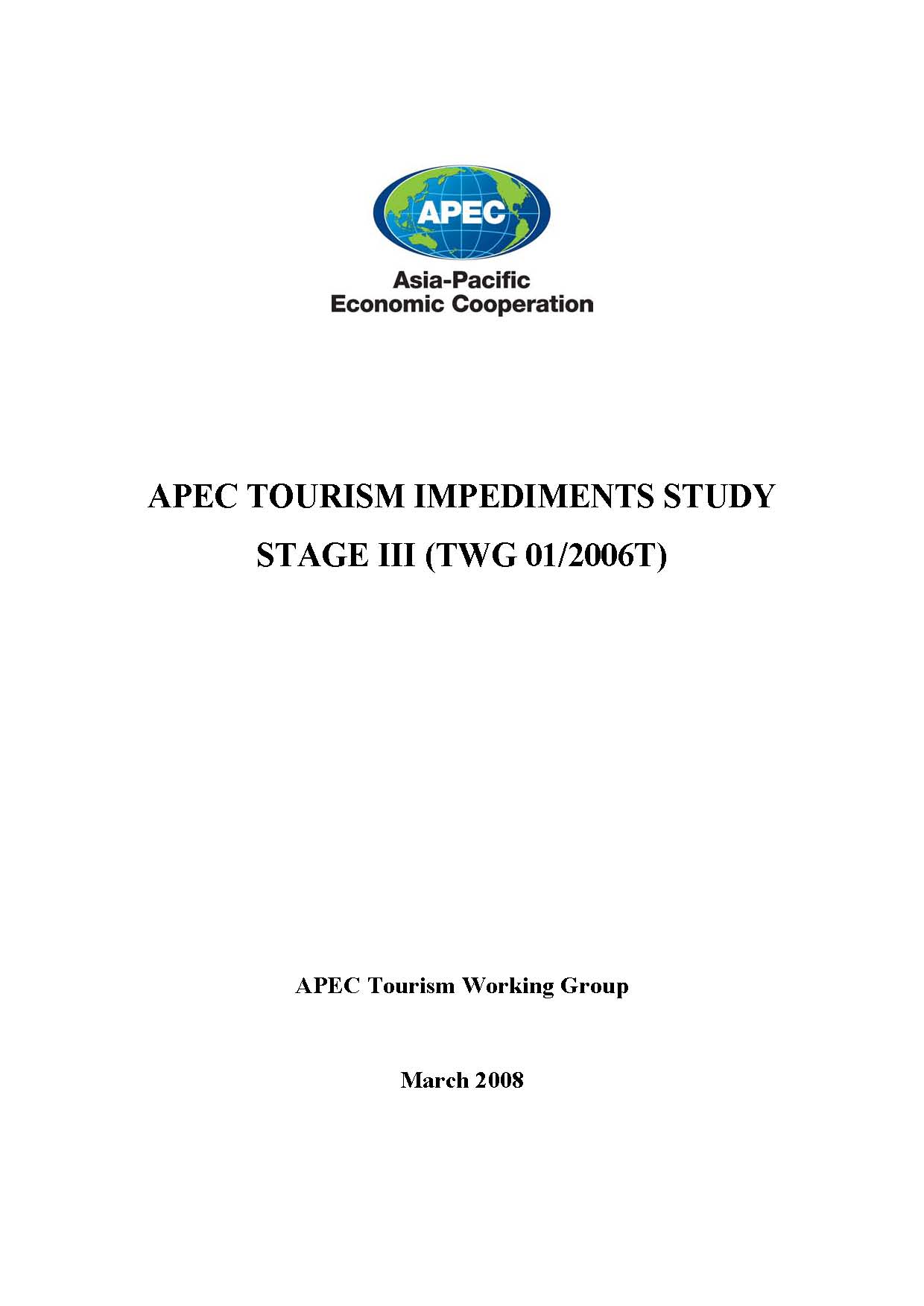 Apec Tourism Impediments Study Stage Iii