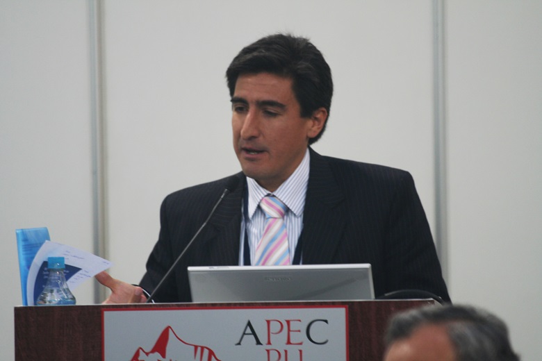 Alejandro Neyra discusses negotiations related to traditional knowledge at the APEC IPEG meeting, 13 August 2008