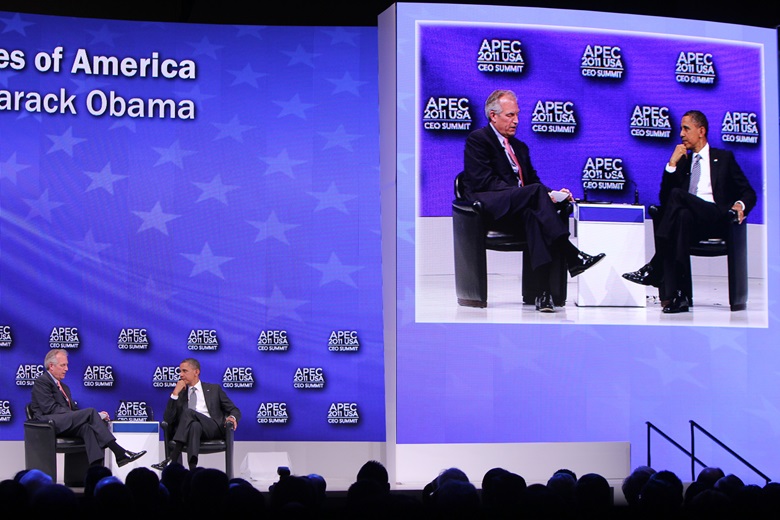 President Barack H. Obama, the United States, with James McNerney, Jr., Chairman, President & CEO, The Boeing Company