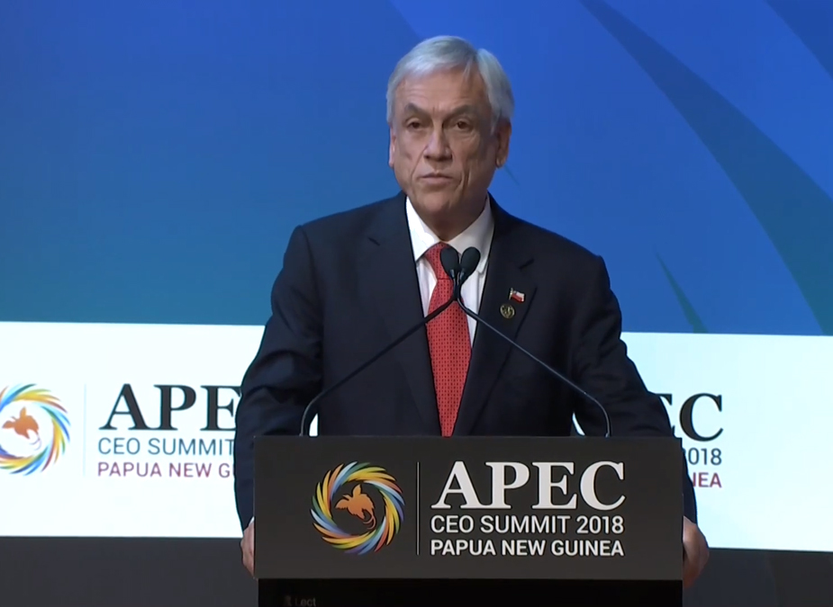 President Sebastian Pinera of Chile at the APEC CEO Summit 2018